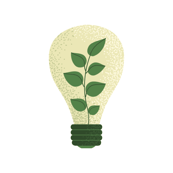 Light Bulb with Seedling Graphic Hydropower Plants